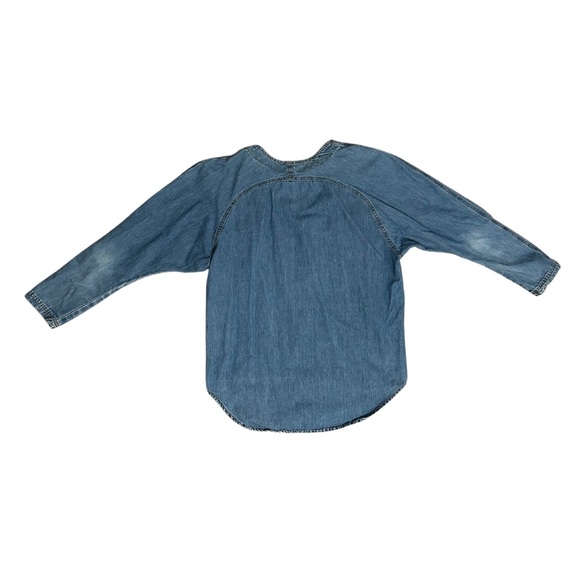 Denim shirt with lace and gem details by Marshall Rousso - Picture 2 of 6